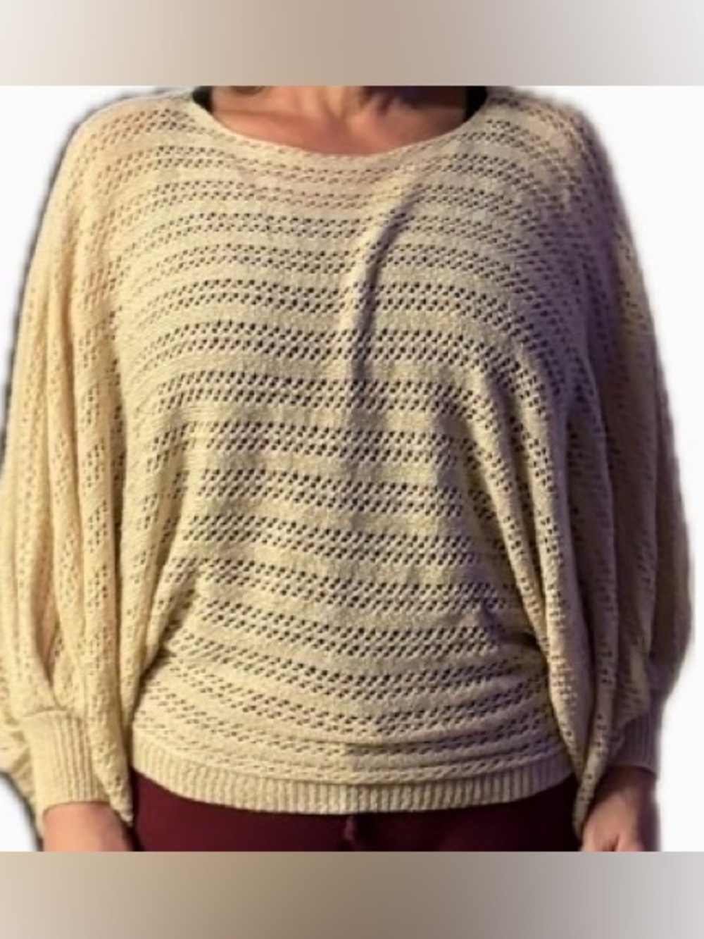 143 Story by Line Up Oversized Open Knit Batwing Sweater Cream